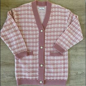 XS soft pink Babaton “Lacer Cardigan” sweater